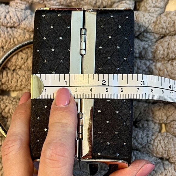 Joy Collection Small Black Hard Shell Evening Clutch Purse - Picture 14 of 16